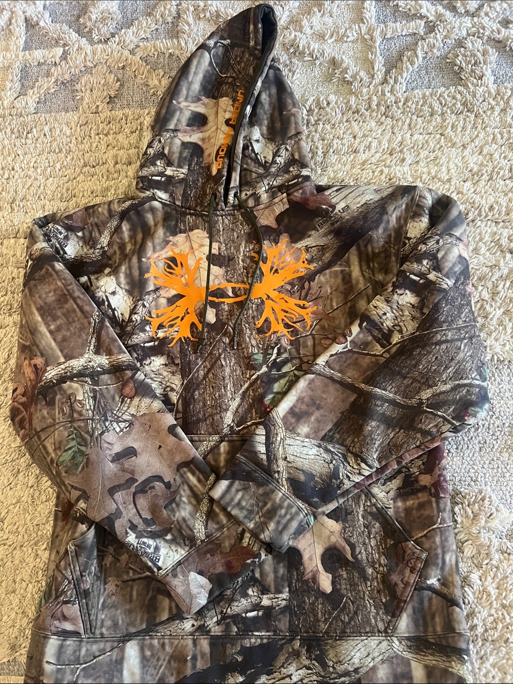 Realtree Camo Hooded Pullover with Bright Orange Buck Emblem